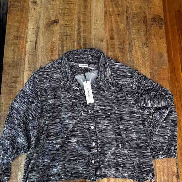 Calvin Klein Black and White Patterned performance Blouse top 3X NEW NWT - Picture 1 of 7